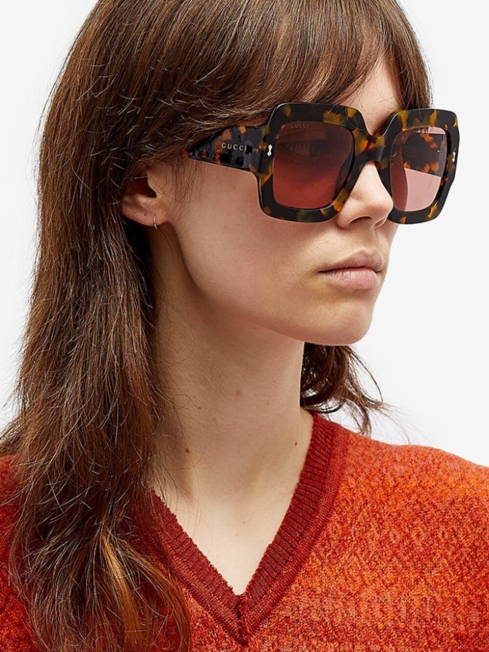 Gucci Women Sunglasses Havana Red Square GG1111S 003 NEW AUTHENTIC - Picture 9 of 9